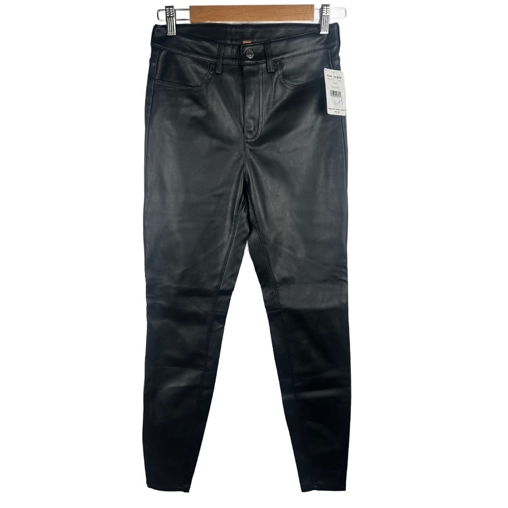 NWT Free People Women’s Vegan High Rise Long & Lean Faux Leather Pants Size 28